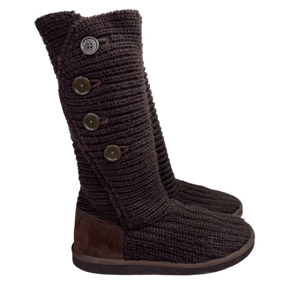 Old Navy Cable Knit Sweater Boots 10 Women Brown Button Up - Picture 1 of 7